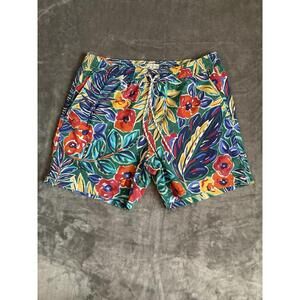 J. Crew Swimming Trunks Floral Print Above Knee Sz Medium 6” Inseam Mens Trunks
